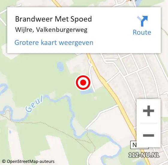 Locatie op kaart van de 112 melding: Brandweer Met Spoed Naar Wijlre, Valkenburgerweg op 22 maart 2016 11:15