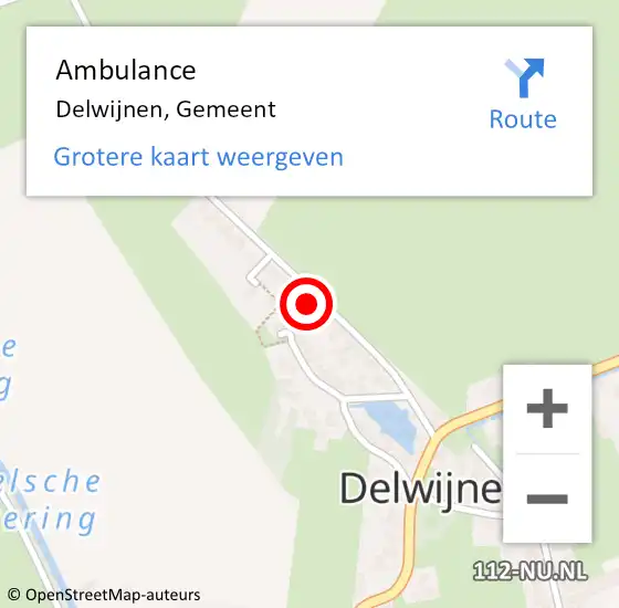 Locatie op kaart van de 112 melding: Ambulance Delwijnen, Gemeent op 22 maart 2016 11:39