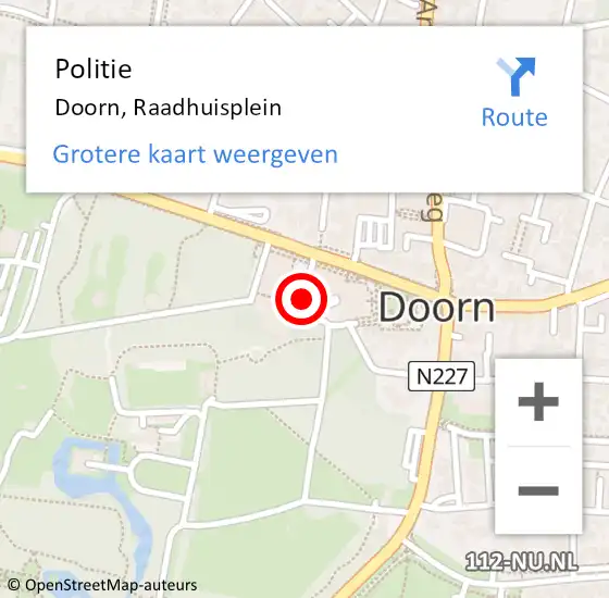 Locatie op kaart van de 112 melding: Politie Doorn, Raadhuisplein op 9 december 2013 17:32