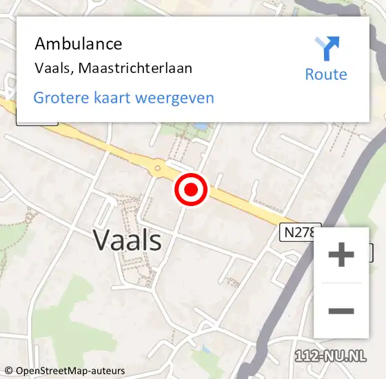 Locatie op kaart van de 112 melding: Ambulance Vaals, Maastrichterlaan op 22 maart 2016 12:00
