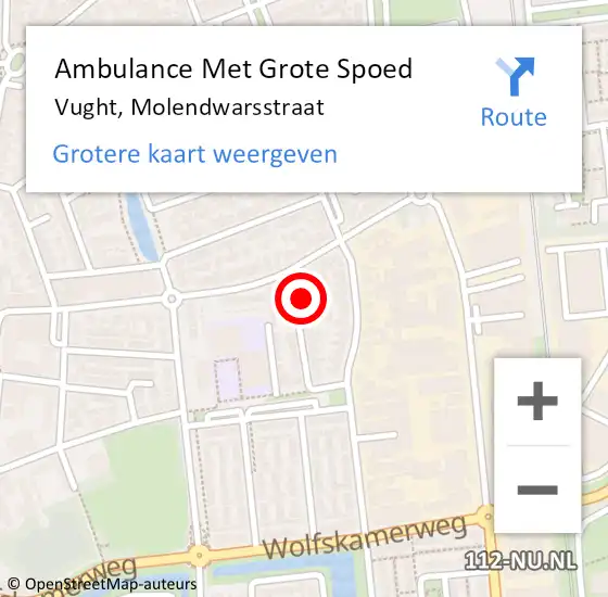 Locatie op kaart van de 112 melding: Ambulance Met Grote Spoed Naar Vught, Molendwarsstraat op 22 maart 2016 12:08