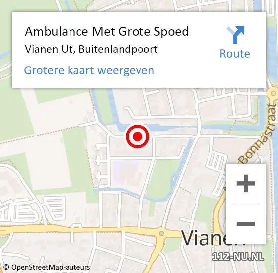 Locatie op kaart van de 112 melding: Ambulance Met Grote Spoed Naar Vianen Ut, Buitenlandpoort op 22 maart 2016 12:25