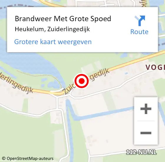 Locatie op kaart van de 112 melding: Brandweer Met Grote Spoed Naar Heukelum, Zuiderlingedijk op 9 december 2013 17:43