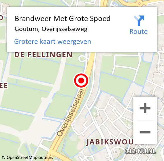 Locatie op kaart van de 112 melding: Brandweer Met Grote Spoed Naar Goutum, Overijsselseweg op 9 december 2013 17:53