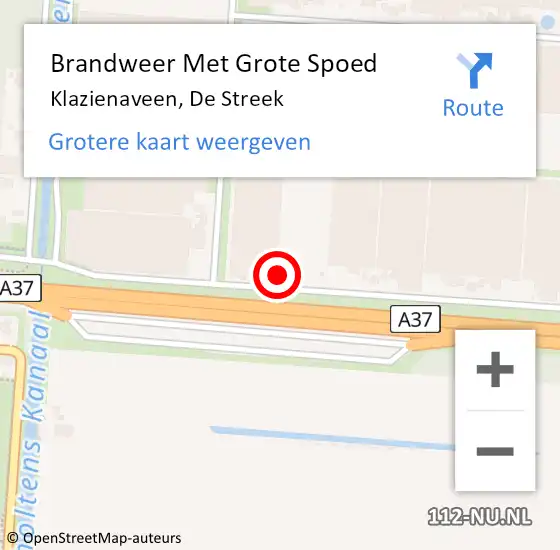 Locatie op kaart van de 112 melding: Brandweer Met Grote Spoed Naar Klazienaveen, De Streek op 22 maart 2016 14:54