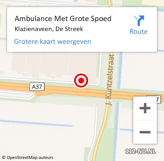 Locatie op kaart van de 112 melding: Ambulance Met Grote Spoed Naar Klazienaveen, De Streek op 22 maart 2016 15:03