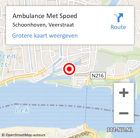 Locatie op kaart van de 112 melding: Ambulance Met Spoed Naar Schoonhoven, Veerstraat op 22 maart 2016 15:25