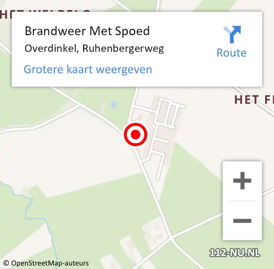 Locatie op kaart van de 112 melding: Brandweer Met Spoed Naar Overdinkel, Ruhenbergerweg op 22 maart 2016 16:16