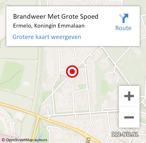 Locatie op kaart van de 112 melding: Brandweer Met Grote Spoed Naar Ermelo, Koningin Emmalaan op 22 maart 2016 16:39