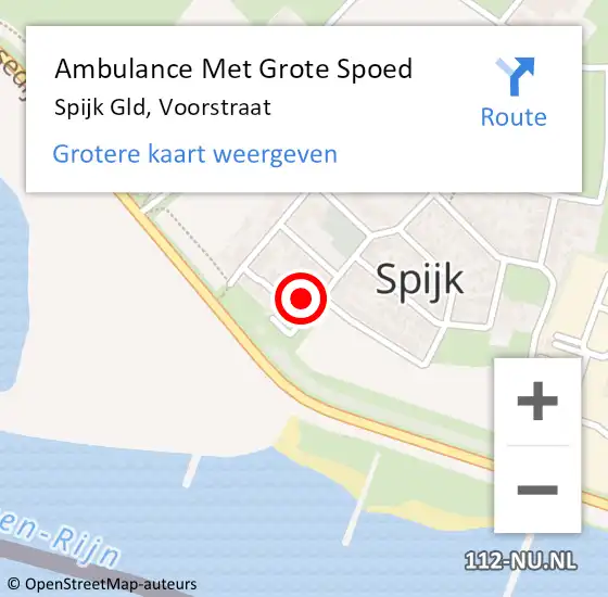 Locatie op kaart van de 112 melding: Ambulance Met Grote Spoed Naar Spijk Gld, Voorstraat op 22 maart 2016 17:10