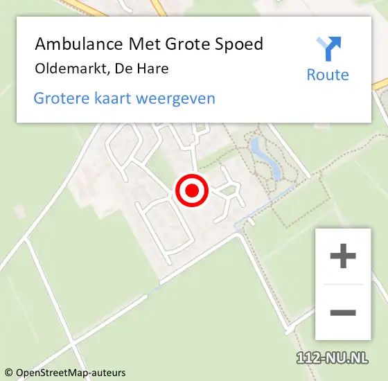 Locatie op kaart van de 112 melding: Ambulance Met Grote Spoed Naar Oldemarkt, De Hare op 22 maart 2016 18:26