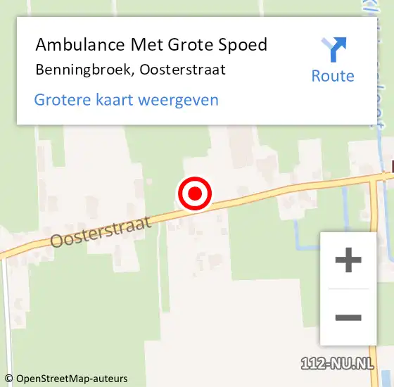 Locatie op kaart van de 112 melding: Ambulance Met Grote Spoed Naar Benningbroek, Oosterstraat op 22 maart 2016 18:33