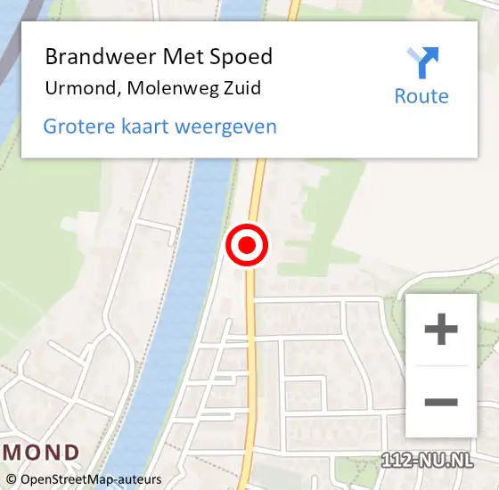 Locatie op kaart van de 112 melding: Brandweer Met Spoed Naar Urmond, Molenweg Zuid op 22 maart 2016 18:48