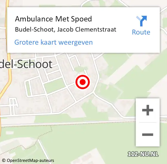 Locatie op kaart van de 112 melding: Ambulance Met Spoed Naar Budel-Schoot, Jacob Clementstraat op 22 maart 2016 20:55