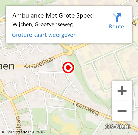 Locatie op kaart van de 112 melding: Ambulance Met Grote Spoed Naar Wijchen, Grootvenseweg op 22 maart 2016 21:46