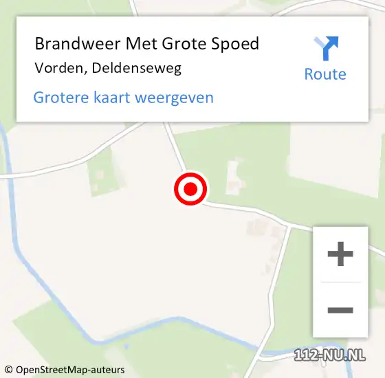 Locatie op kaart van de 112 melding: Brandweer Met Grote Spoed Naar Vorden, Deldenseweg op 22 maart 2016 22:01