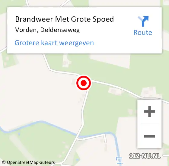 Locatie op kaart van de 112 melding: Brandweer Met Grote Spoed Naar Vorden, Deldenseweg op 22 maart 2016 22:02