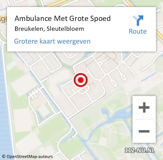 Locatie op kaart van de 112 melding: Ambulance Met Grote Spoed Naar Breukelen, Sleutelbloem op 22 maart 2016 22:06