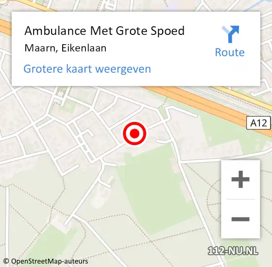 Locatie op kaart van de 112 melding: Ambulance Met Grote Spoed Naar Maarn, Eikenlaan op 22 maart 2016 23:56