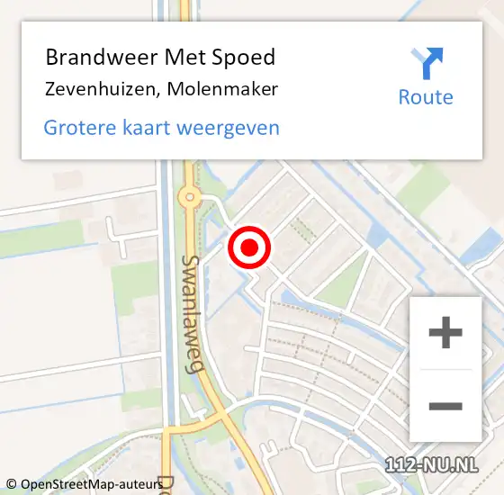 Locatie op kaart van de 112 melding: Brandweer Met Spoed Naar Zevenhuizen, Molenmaker op 23 maart 2016 00:00