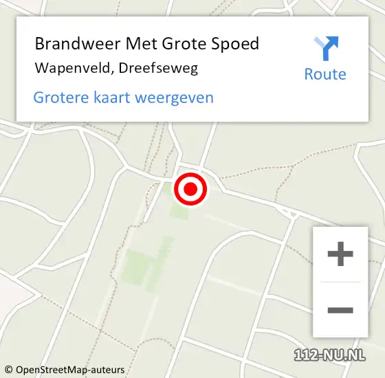 Locatie op kaart van de 112 melding: Brandweer Met Grote Spoed Naar Wapenveld, Dreefseweg op 23 maart 2016 03:04