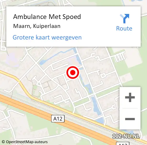 Locatie op kaart van de 112 melding: Ambulance Met Spoed Naar Maarn, Kuiperlaan op 23 maart 2016 04:10