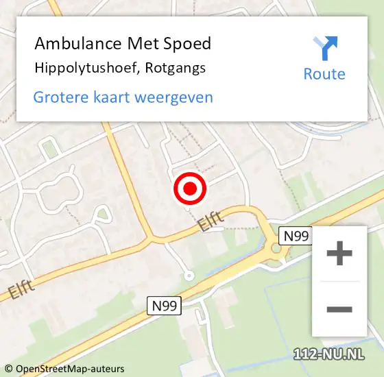 Locatie op kaart van de 112 melding: Ambulance Met Spoed Naar Hippolytushoef, Rotgangs op 23 maart 2016 07:55