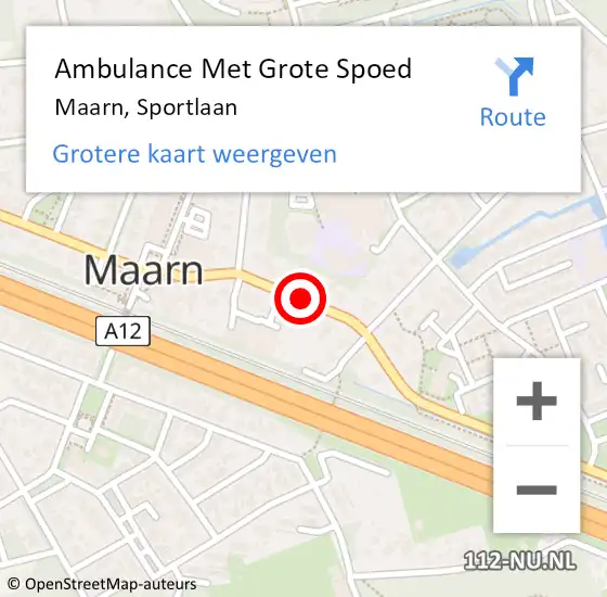 Locatie op kaart van de 112 melding: Ambulance Met Grote Spoed Naar Maarn, Sportlaan op 23 maart 2016 08:22