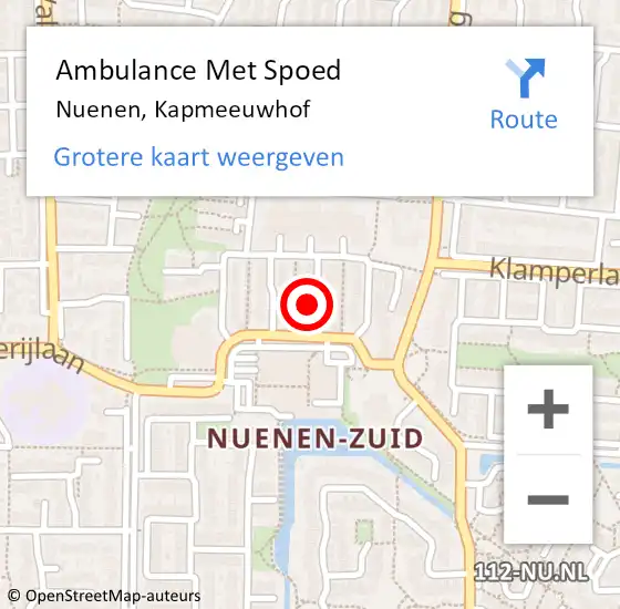 Locatie op kaart van de 112 melding: Ambulance Met Spoed Naar Nuenen, Kapmeeuwhof op 23 maart 2016 08:28