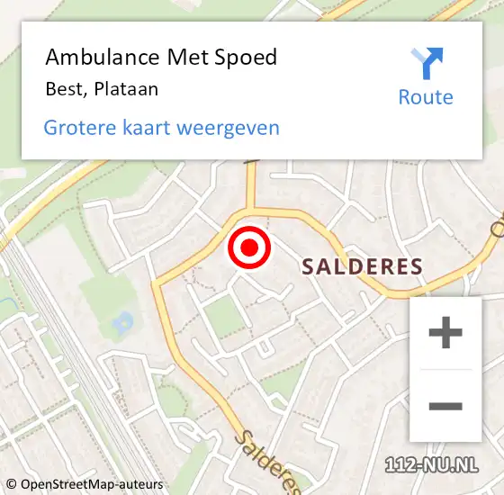 Locatie op kaart van de 112 melding: Ambulance Met Spoed Naar Best, Plataan op 23 maart 2016 09:34