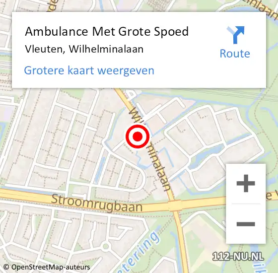 Locatie op kaart van de 112 melding: Ambulance Met Grote Spoed Naar Vleuten, Wilhelminalaan op 23 maart 2016 09:49