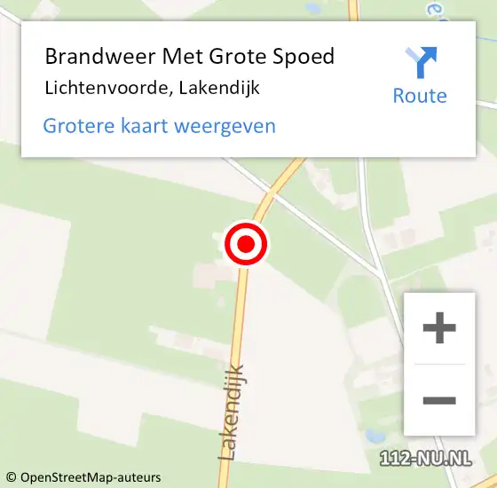 Locatie op kaart van de 112 melding: Brandweer Met Grote Spoed Naar Lichtenvoorde, Lakendijk op 23 maart 2016 09:59