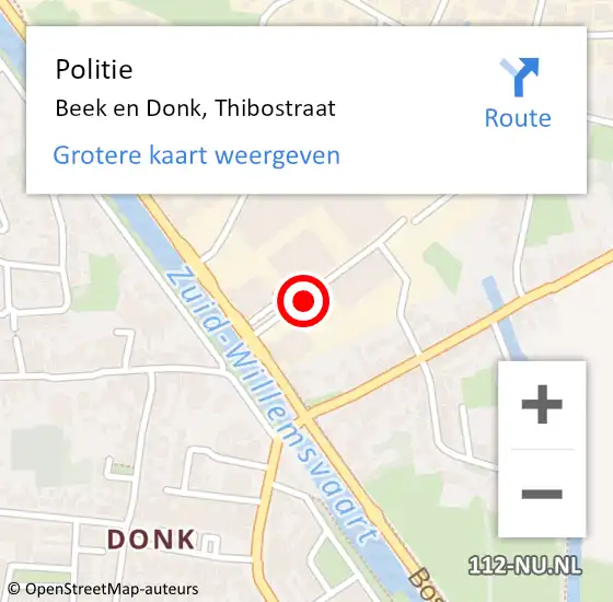 Locatie op kaart van de 112 melding: Politie Beek en Donk, Thibostraat op 23 maart 2016 10:15