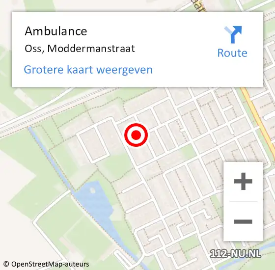 Locatie op kaart van de 112 melding: Ambulance Oss, Moddermanstraat op 23 maart 2016 10:36