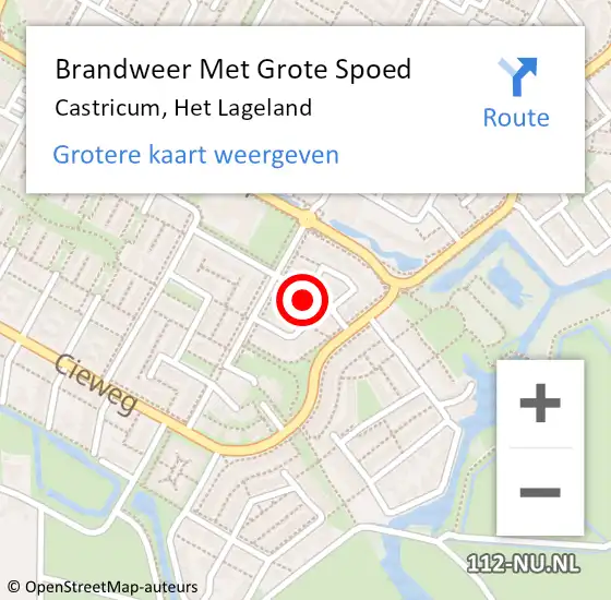 Locatie op kaart van de 112 melding: Brandweer Met Grote Spoed Naar Castricum, Het Lageland op 23 maart 2016 10:44