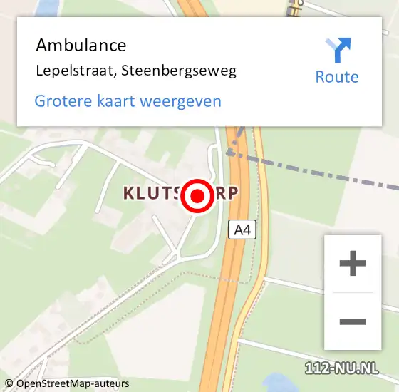 Locatie op kaart van de 112 melding: Ambulance Lepelstraat, Steenbergseweg op 23 maart 2016 10:44