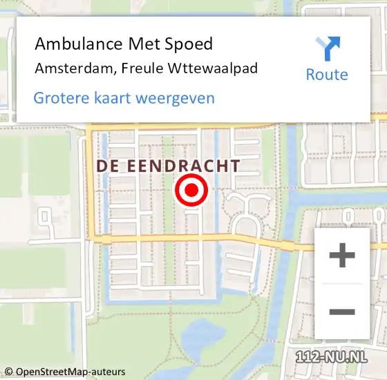 Locatie op kaart van de 112 melding: Ambulance Met Spoed Naar Amsterdam, Freule Wttewaalpad op 23 maart 2016 11:23
