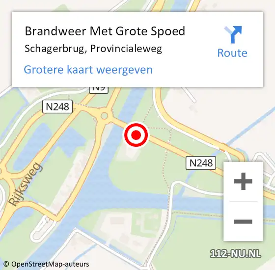 Locatie op kaart van de 112 melding: Brandweer Met Grote Spoed Naar Schagerbrug, Provincialeweg op 23 maart 2016 11:36