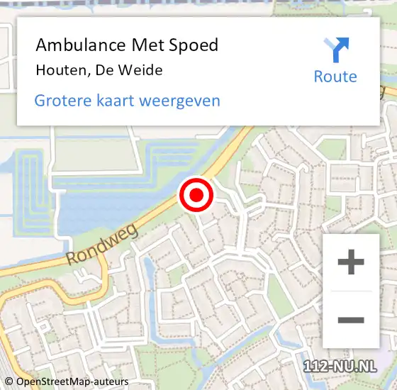 Locatie op kaart van de 112 melding: Ambulance Met Spoed Naar Houten, De Weide op 23 maart 2016 12:19