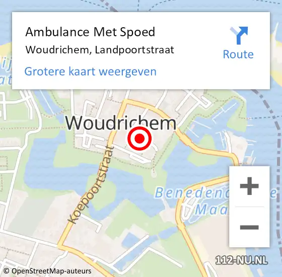 Locatie op kaart van de 112 melding: Ambulance Met Spoed Naar Woudrichem, Landpoortstraat op 23 maart 2016 12:49