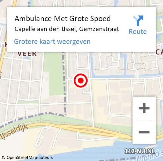 Locatie op kaart van de 112 melding: Ambulance Met Grote Spoed Naar Capelle aan den IJssel, Gemzenstraat op 23 maart 2016 12:56