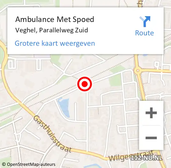 Locatie op kaart van de 112 melding: Ambulance Met Spoed Naar Veghel, Parallelweg Zuid op 23 maart 2016 13:13