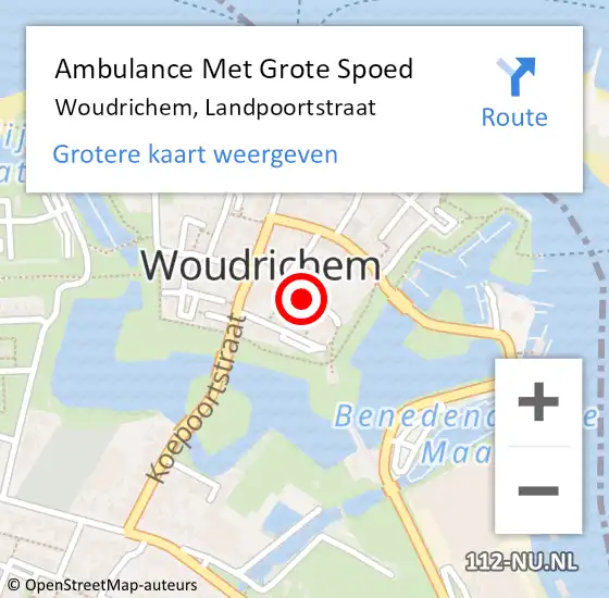 Locatie op kaart van de 112 melding: Ambulance Met Grote Spoed Naar Woudrichem, Landpoortstraat op 23 maart 2016 13:33