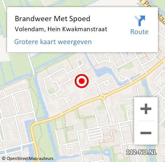 Locatie op kaart van de 112 melding: Brandweer Met Spoed Naar Volendam, Hein Kwakmanstraat op 23 maart 2016 13:54