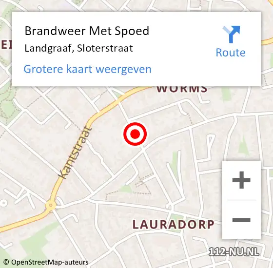 Locatie op kaart van de 112 melding: Brandweer Met Spoed Naar Landgraaf, Sloterstraat op 23 maart 2016 13:57