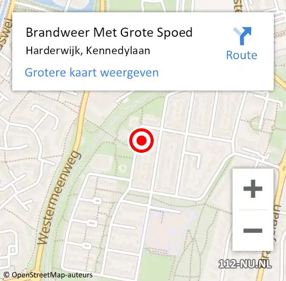 Locatie op kaart van de 112 melding: Brandweer Met Grote Spoed Naar Harderwijk, Kennedylaan op 23 maart 2016 14:30