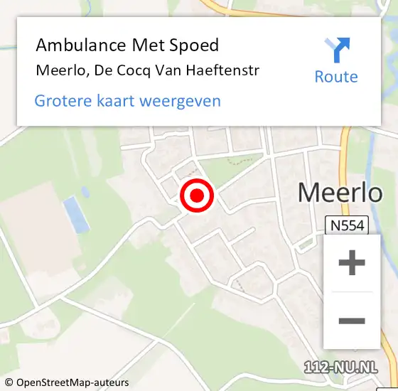 Locatie op kaart van de 112 melding: Ambulance Met Spoed Naar Meerlo, De Cocq Van Haeftenstr op 23 maart 2016 14:54