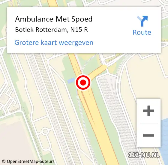 Locatie op kaart van de 112 melding: Ambulance Met Spoed Naar Botlek Rotterdam, N15 R op 23 maart 2016 14:59