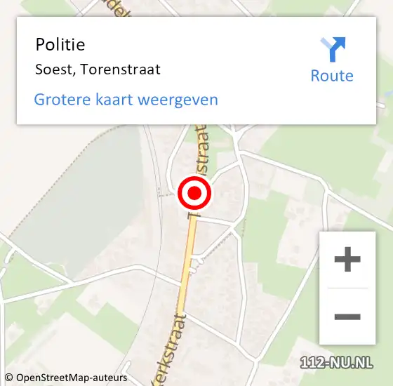 Locatie op kaart van de 112 melding: Politie Soest, Torenstraat op 23 maart 2016 15:31