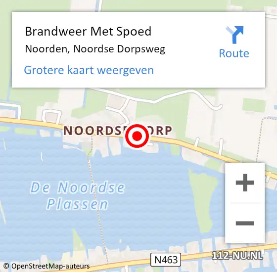 Locatie op kaart van de 112 melding: Brandweer Met Spoed Naar Noorden, Noordse Dorpsweg op 23 maart 2016 17:28